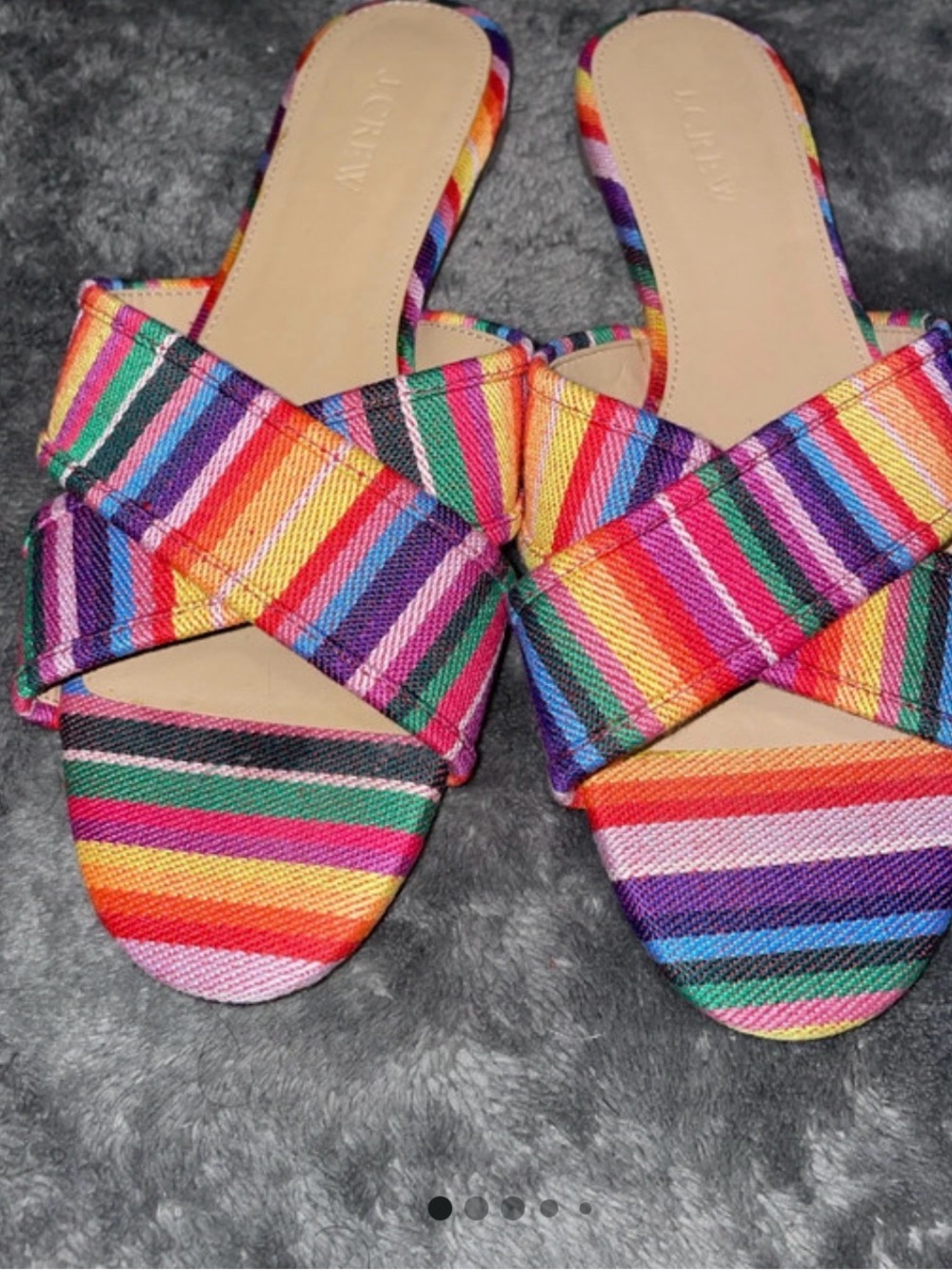 J. Crew Multicolor Striped Crisscross Slide Sandals